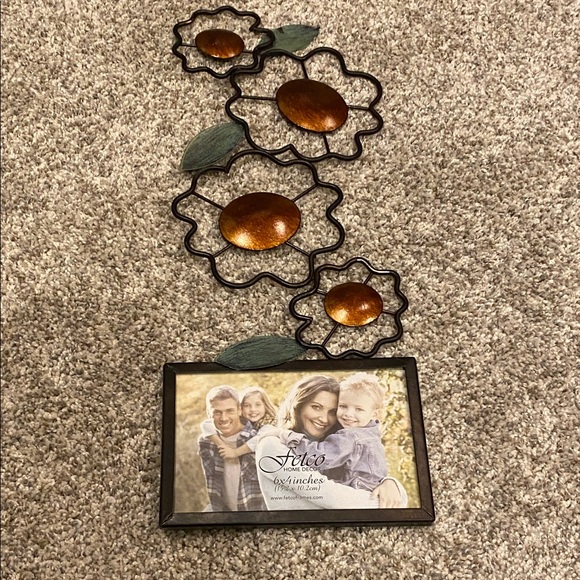 Fetco Jardana Decorative Floral Photo Frame with Orange and Silver Accents. - Picture 5 of 13